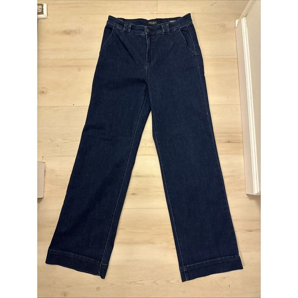 Judy Blue Women's Wide Leg Jeans High Rise Dark Wash Stretch 13/31 Flare Retro